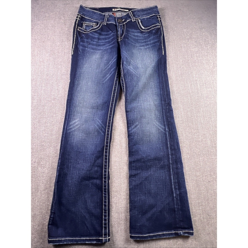 BKE Culture Jeans Women 27 X 29 Blue Bootcut Embroidered Stretch Cowboy Preppy